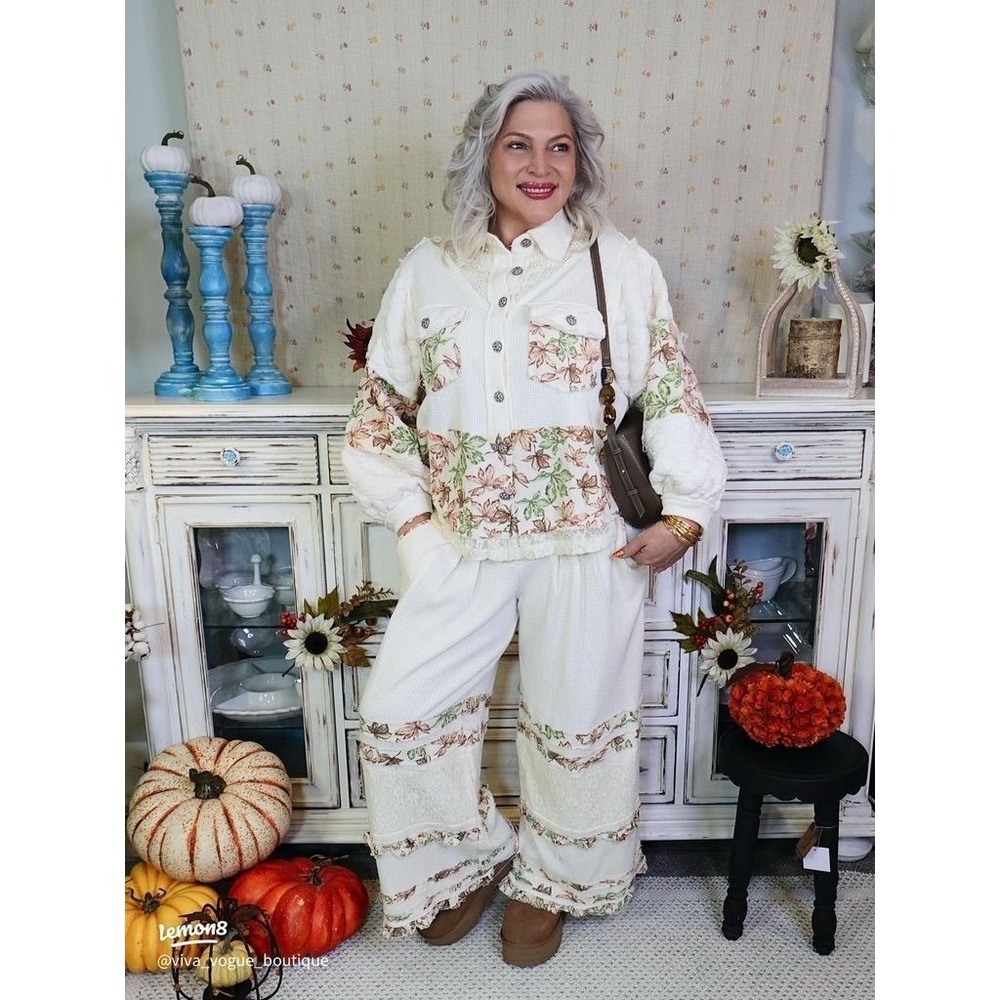 042 - POL Two Piece Waffle Patchwork Set NWOT